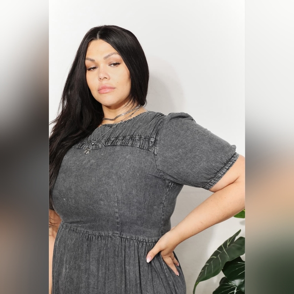 And The Why Designer Full Size Washed Chambray Midi Dress SALE 20% OFF - Picture 10 of 10